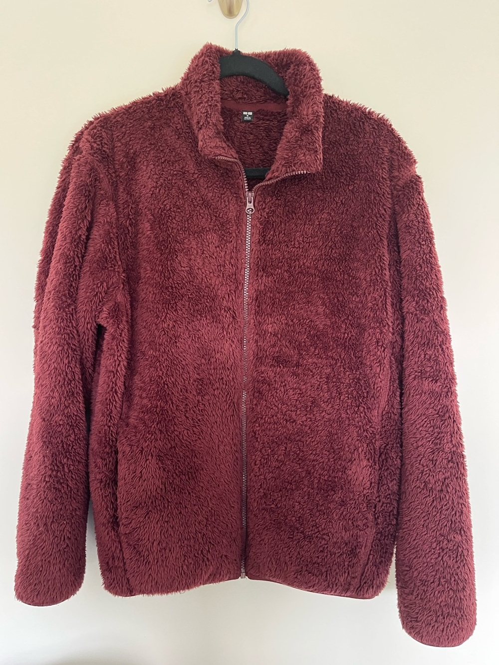 Uniqlo Plush Full-Zip Teddy Jacket - Wine